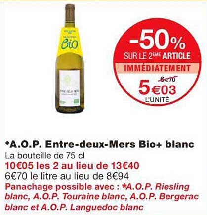 a.o.p. entre-deux-mers bio+ blanc