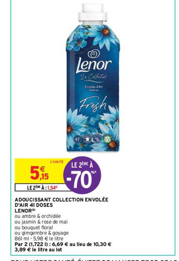 adoucissant collection envolée d'air 41 doses lenor