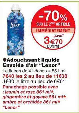 adoucissant liquide envolle d'air "lenor"