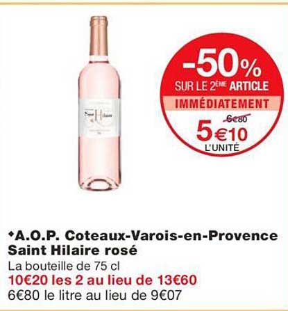 aop coteaux-varois-en-provence saint hilaire rosé
