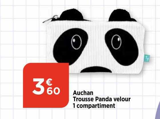 auchan trousse panda velour 1 compartiment