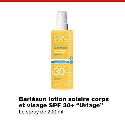 bariésun lotion solaire corps et visage spf 30+ "uriage"