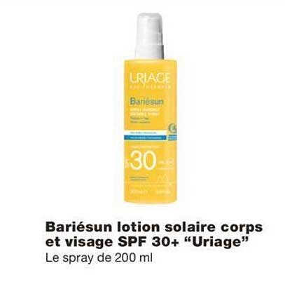 bariésun lotion solaire corps et visage spf 30+ uriage