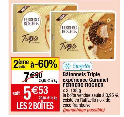 bâtonnets triple expérience caramel ferrero rocher