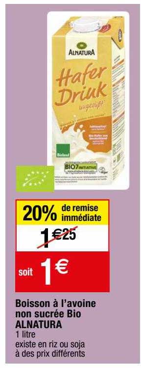 boisson à l'avoine non sucrée bio alnatura