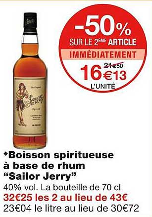 Boisson Spiritueuse à Base De Rhum "sailor Jerry"