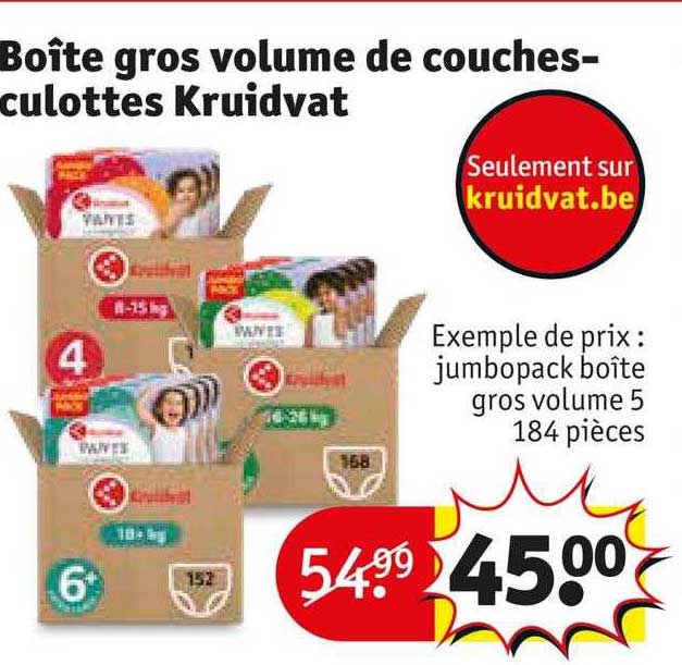 boîte gros volume de couches-culottes kruidvat