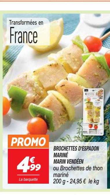 brochettes d'espadon mariné marin vendéen