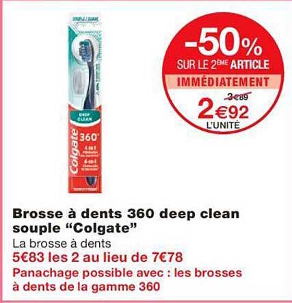 brosse à dents 360 deep clean souple "colgate"