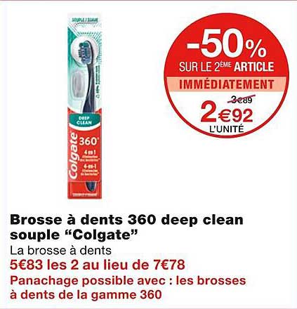 brosse à dents 360 deep clean souple "colgate"