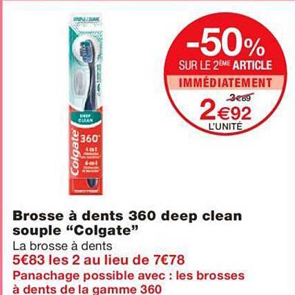 brosse à dents 360 deep clean souple colgate