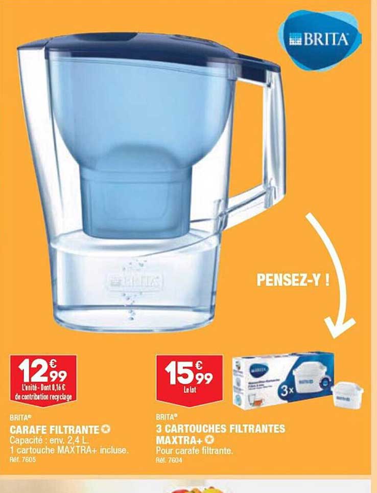 carafe filtrante brita, 3 cartouches filtrantes maxtra+ brita