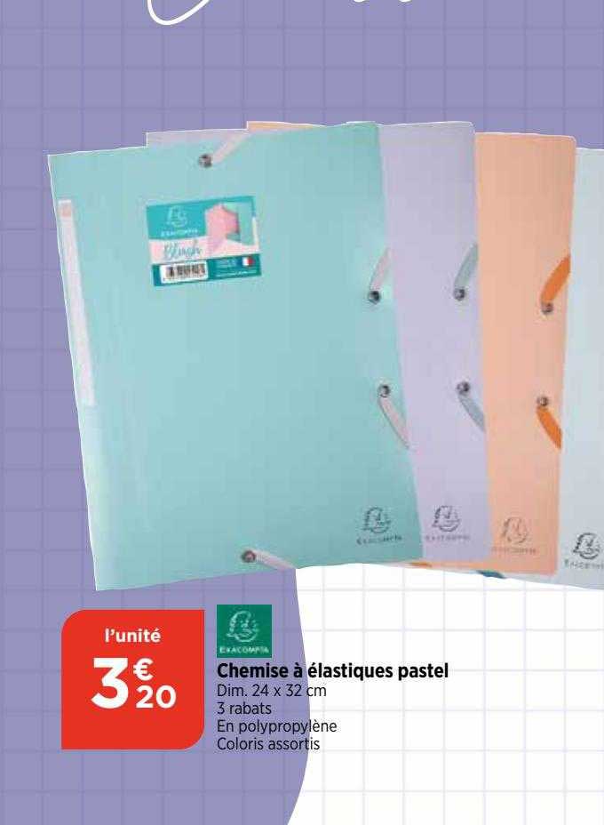 Chemise à élastiques Pastel Exacompta