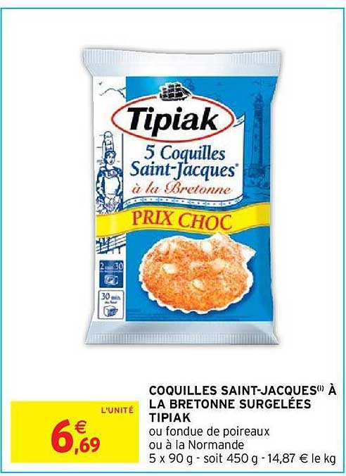 coquilles saint-jacques à la bretonne surgelées tipiak