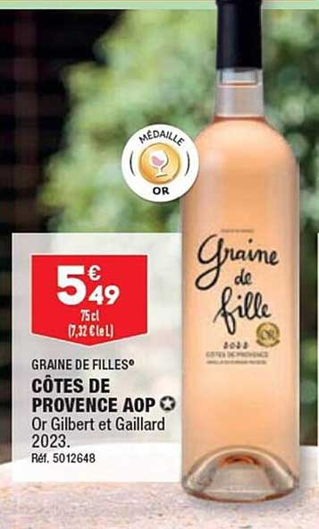 côtes de provence aop graine de f illes or gilbert et gaillard 2023