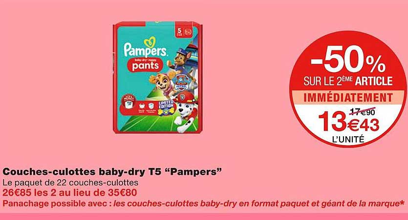 couches-culottes baby-dry t5 "pampers"