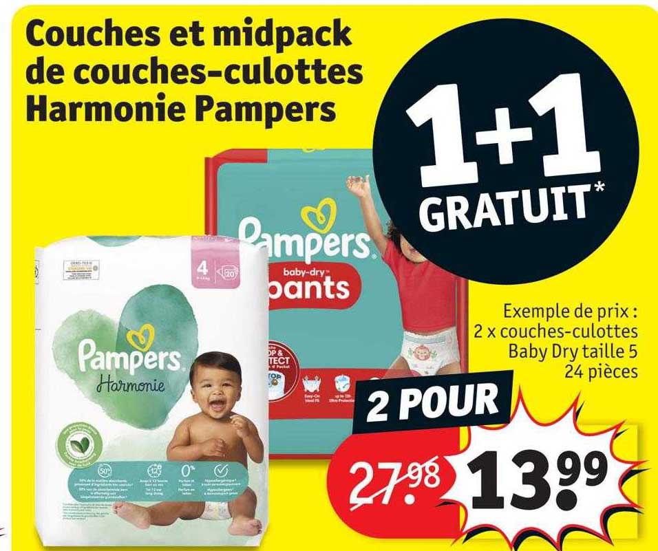 couches et midpack de couches-culottes harmonie pampers