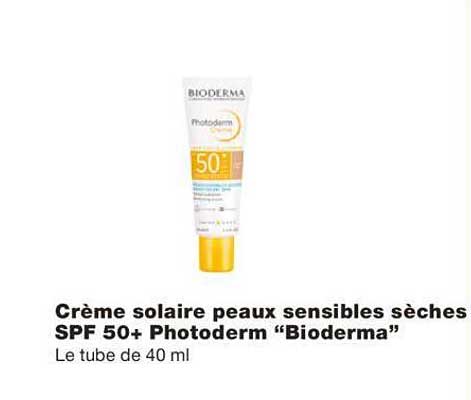 crème solaire peaux sensibles sèches spf 50+ photoderm "bioderma"