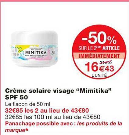 crème solaire visage "mimitika" spf 50