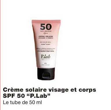crème solaire visage et corps spf 50 "p.lab"