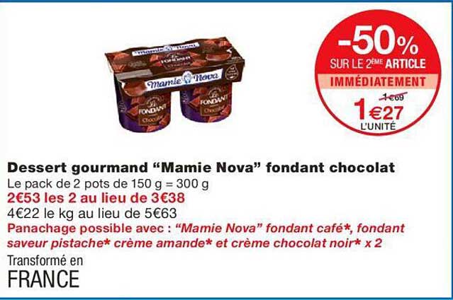 Dessert Gourmand "mamie Nova" Fondant Chocolat