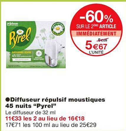 diffuseur répulsif moustiques 45 nuits "pyrel"
