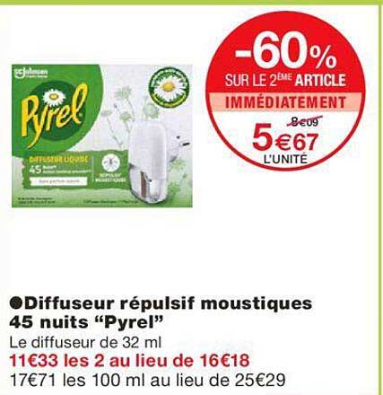 diffuseur repulsif moustiques 45 nuits "pyrel"
