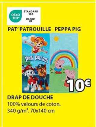 drap de douche pat'patrouille peppa pig