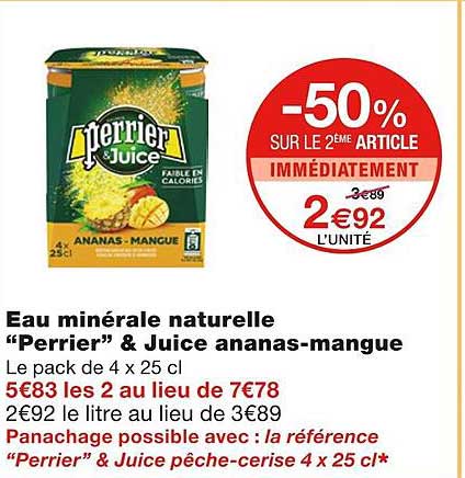 Eau Minérale Naturelle "perrier" & Juice Ananas-mangue