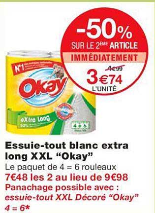 essuie-tout blanc extra long xxl "okay"