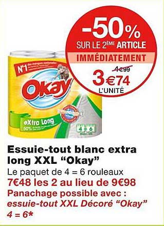 essuie-tout blanc extra long xxl "okay"