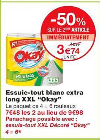 essuie-tout blanc extra long xxl "okay"