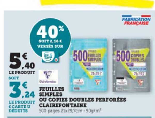 Feuilles Simples Ou Copies Doubles Perforées Clairefontaine