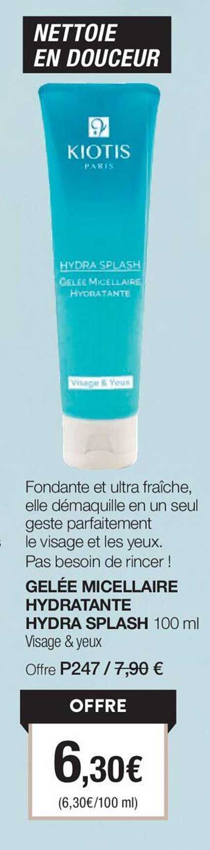 gelée micellaire hydratante hydra splash kiotis paris
