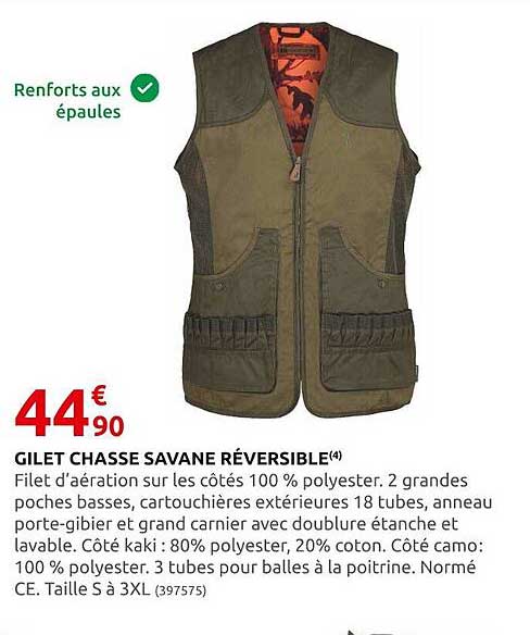 gilet chasse savane réversible