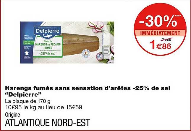Harengs Fumés Sans Sensationi D'arêtes -25% De Sel "delpierre"