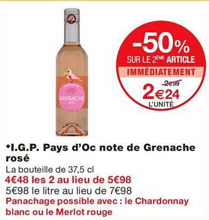 Igp Pays D'oc Note De Grenache Rosé
