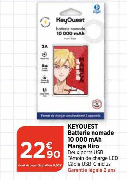 Keyouest Batterie Nomade 10000 MAh Manga Hiro