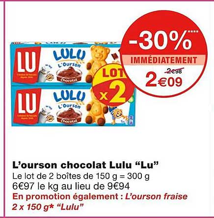 L'ourson Chocolat Lulu "lu"