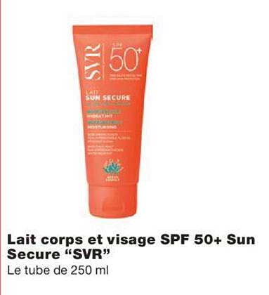 lait corps et visage spf 50+ sun secure "svr"