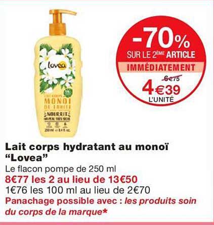 Lait Corps Hydratant Au Monoï "lovea"