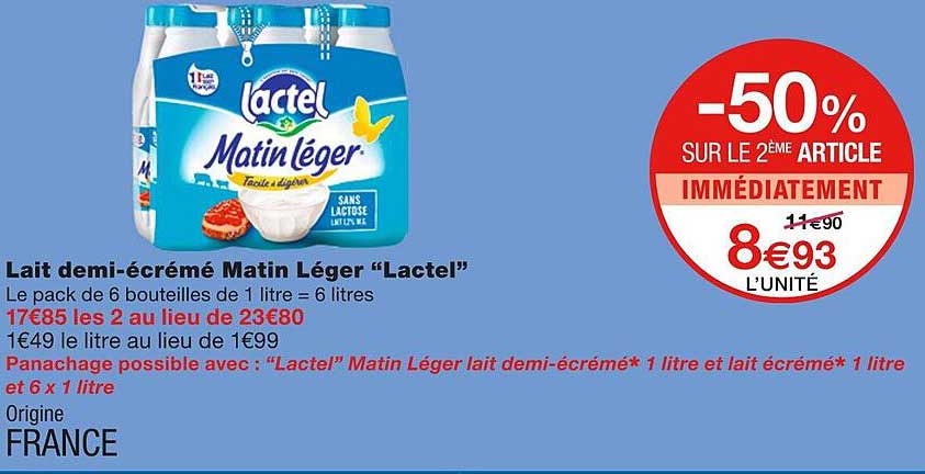 lait demi-écrémé matin léger "lactel"
