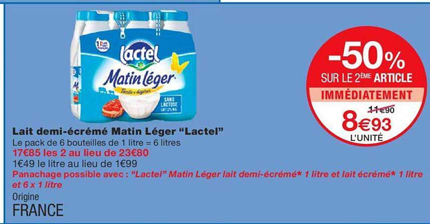 lait demi-écrémé matin léger "lactel"