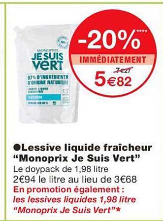 Lessive Liquide Fraicheur "monoprix Je Suis Vert"