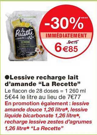 lessive recharge lait d'amande "la recette"