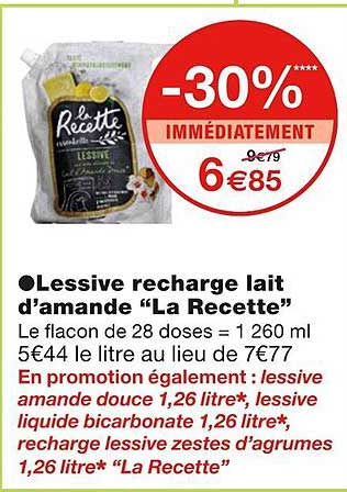 lessive recharge lait d'amande "la recette"