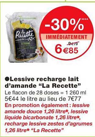 lessive recharge lait d'amande "la recette"