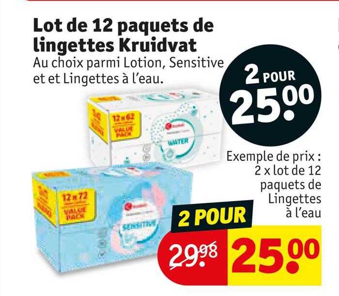 Lot De 12 Paquets De Lingettes Kruidvat