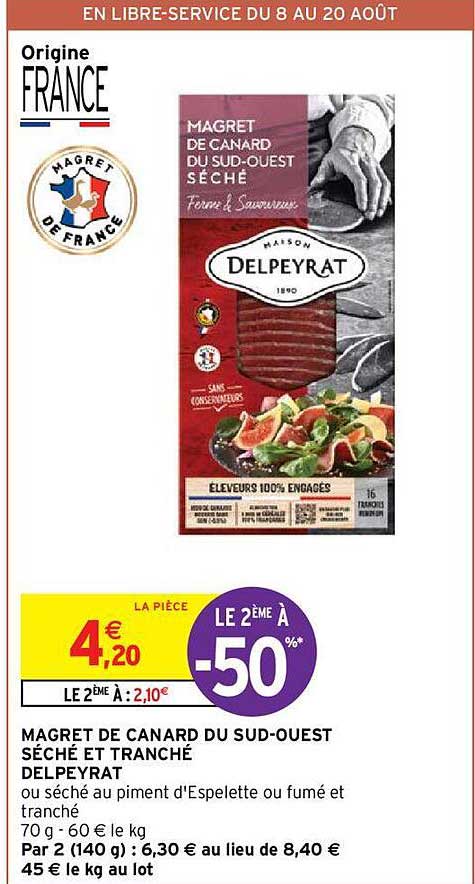 magret de canard du sud-ouest séché et tranché delpeyrat