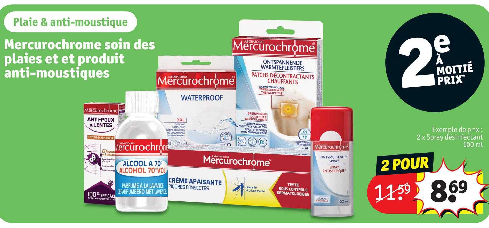 mercurochrome soin des plaies et produit anti-moustiques